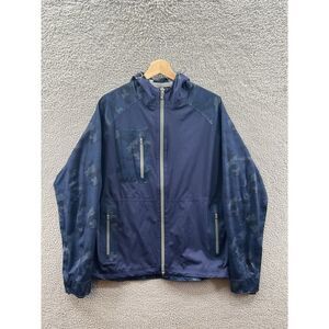 Peter Millar Waterproof Jacket Blue Camo Full Zip Men’s Size L Large Navy